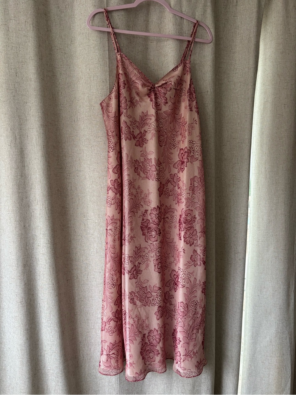 VTG Oscar de la Renta Rose and Burgundy Floral Maxi Slip Dress